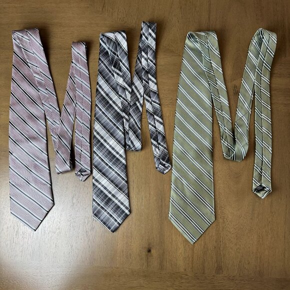 Bundle Pronto Uomo 100% Silk Tie Lot of 3 Diagonal Striped Plaid Neckties - Picture 3 of 6